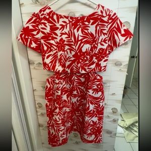 Beautiful Goodnight Macaroon Red and White Cut-out Dress (Small)